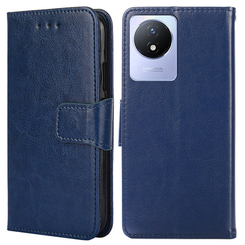 For vivo Y02 4G Foldable Stand Cover Textured PU Leather Shockproof Phone Wallet Case For vivo Y02 4G Foldable Stand Cover Textured PU Leather Shockproof Phone Wallet Case